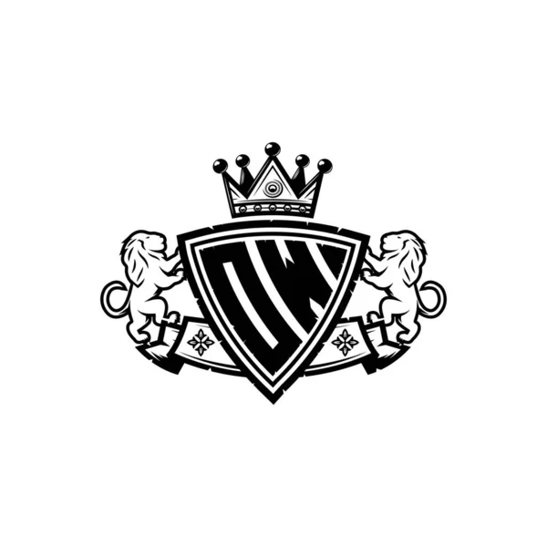 Lettera Logo Monogram Con Design Semplice Stile Corona Scudo Monogramma — Vettoriale Stock