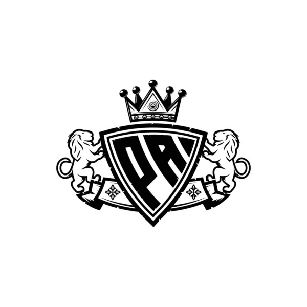 Monogram Logo Lettre Avec Simple Bouclier Conception Style Couronne Monogramme — Image vectorielle