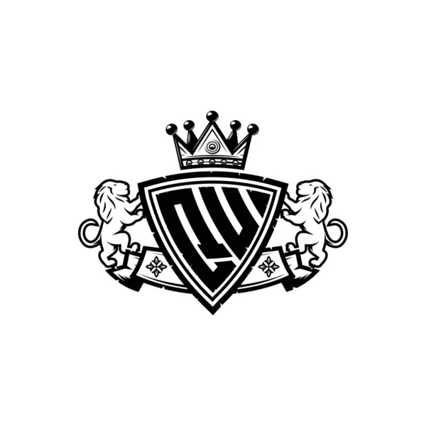 Monogramm Logo Buchstabe Mit Einfachem Schild Krone Stil Design Luxuriöses — Stockvektor