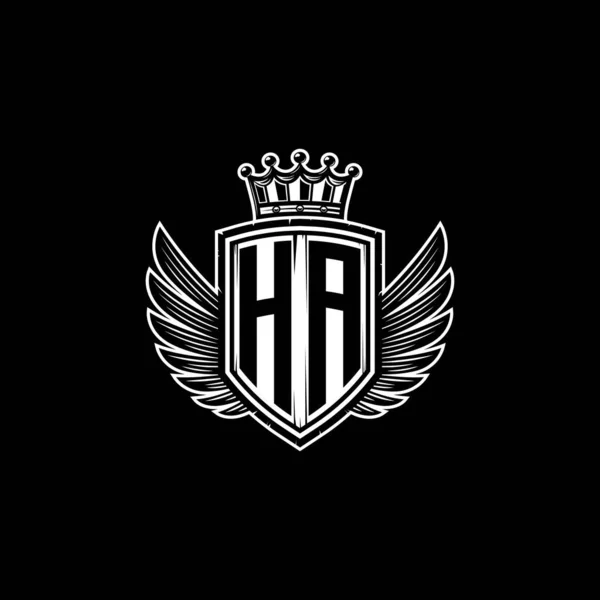 Monogram Logo Harfi Basit Kalkan Taç Tasarımı Lüks Monogram Klasik — Stok Vektör