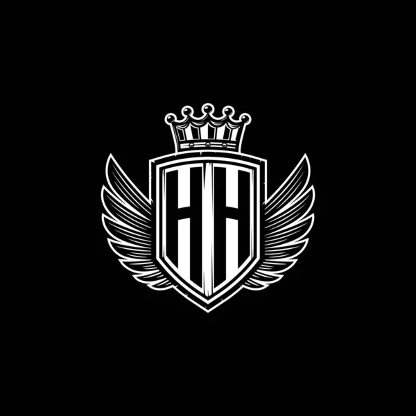 Basit Kalkan Taç Tasarımlı Monogram Logo Harfi Lüks Monogram Klasik — Stok Vektör