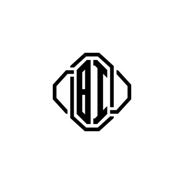 BI Monogram Logo Harfi. Basit modern antika tasarımı. Lüks vintage tasarım, retro satır yuvarlak tasarım.
