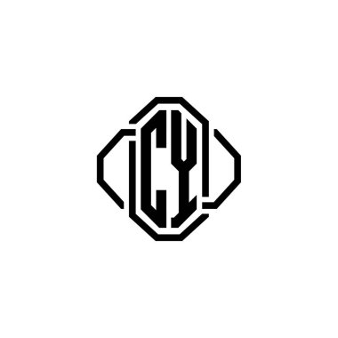 CY Monogram logo harfi ve basit modern antika tasarım. Lüks vintage tasarım, retro satır yuvarlak tasarım.