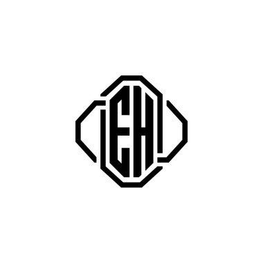 EH Monogram logo harfi. Basit, modern, antika bir tasarım. Lüks vintage tasarım, retro satır yuvarlak tasarım.