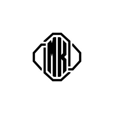MK Monogram logo harfi. Basit modern antika tasarımı. Lüks vintage tasarım, retro satır yuvarlak tasarım.