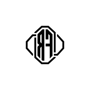 RF Monogram logo harfi ve basit modern antika tasarım. Lüks vintage tasarım, retro satır yuvarlak tasarım.