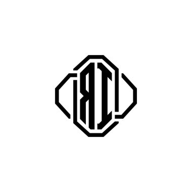 RI Monogram logo harfi ve basit modern antika tasarım. Lüks vintage tasarım, retro satır yuvarlak tasarım.