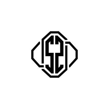 SZ Monogram logo harfi ve basit modern antika tasarım. Lüks vintage tasarım, retro satır yuvarlak tasarım.