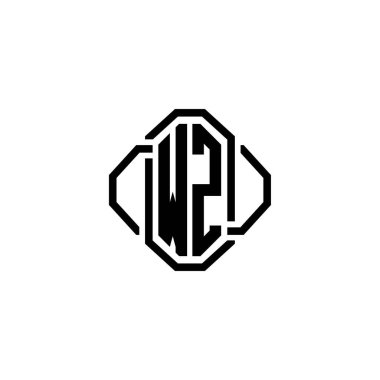 WZ Monogram logo harfi. Basit modern antika tasarımı. Lüks vintage tasarım, retro satır yuvarlak tasarım.