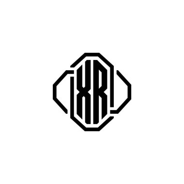 XR Monogram logo harfi. Basit modern antika tasarımı. Lüks vintage tasarım, retro satır yuvarlak tasarım.