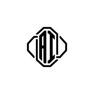 AI Monogram logo harfi. Basit, modern, antika bir tasarım. Lüks vintage tasarım, retro satır yuvarlak tasarım.