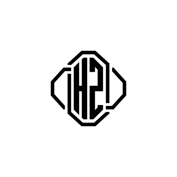 シンプルモダンなヴィンテージレトロスタイルのデザインとHzモノグラムのロゴの手紙 高級ヴィンテージデザイン レトロライン丸みを帯びたデザイン — ストックベクタ