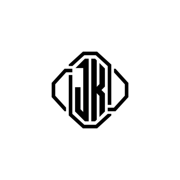 シンプルなモダンなヴィンテージレトロスタイルのデザインのJkモノグラムロゴの手紙 高級ヴィンテージデザイン レトロライン丸みを帯びたデザイン — ストックベクタ