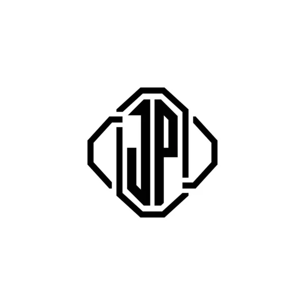 シンプルなモダンなヴィンテージレトロスタイルのデザインのJpモノグラムのロゴレター 高級ヴィンテージデザイン レトロライン丸みを帯びたデザイン — ストックベクタ