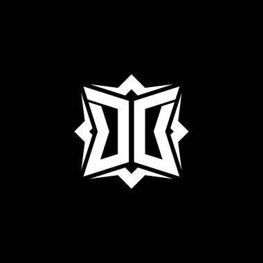 DD Monogram logo harfi ve modern geometrik stil tasarımı. Geometrik şekil yuvarlanmış, daire dikdörtgeni ve üçgen şekil logosu dizaynı