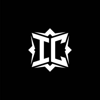 Modern geometrik stil tasarımlı IC Monogram logo harfi. Geometrik şekil yuvarlanmış, daire dikdörtgeni ve üçgen şekil logosu dizaynı