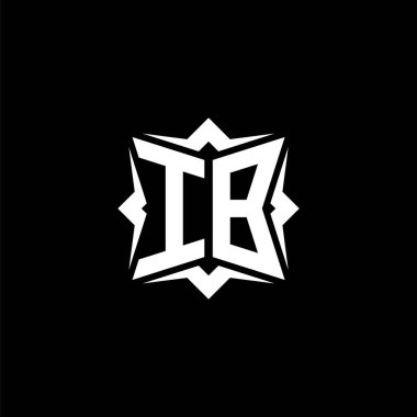 Modern geometrik stil tasarımlı IB Monogram logo harfi. Geometrik şekil yuvarlanmış, daire dikdörtgeni ve üçgen şekil logosu dizaynı