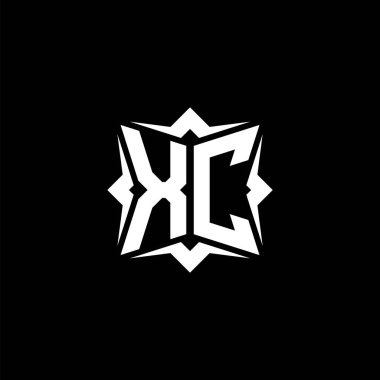 Modern geometrik stil tasarımlı XC Monogram logo harfi. Geometrik şekil yuvarlanmış, daire dikdörtgeni ve üçgen şekil logosu dizaynı