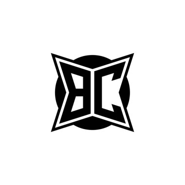 BC Monogram logo harfinin modern geometrik tasarımı. Geometrik şekil yuvarlanmış, daire dikdörtgeni ve üçgen şekil logosu dizaynı