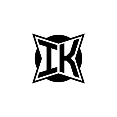 Modern geometrik stil tasarımlı IK Monogram logo harfi. Geometrik şekil yuvarlanmış, daire dikdörtgeni ve üçgen şekil logosu dizaynı