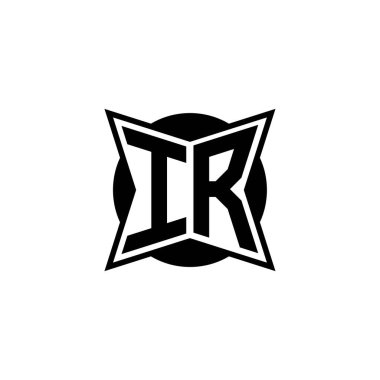 IR Monogram logo harfinin modern geometrik tasarımı. Geometrik şekil yuvarlanmış, daire dikdörtgeni ve üçgen şekil logosu dizaynı