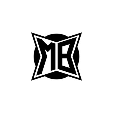 Modern geometrik stil tasarımlı MB Monogram logo harfi. Geometrik şekil yuvarlanmış, daire dikdörtgeni ve üçgen şekil logosu dizaynı