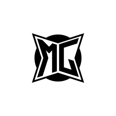 Modern geometrik stil tasarımlı MJ Monogram logo harfi. Geometrik şekil yuvarlanmış, daire dikdörtgeni ve üçgen şekil logosu dizaynı