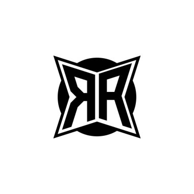 RA Monogram logo harfinin modern geometrik tasarımı. Geometrik şekil yuvarlanmış, daire dikdörtgeni ve üçgen şekil logosu dizaynı