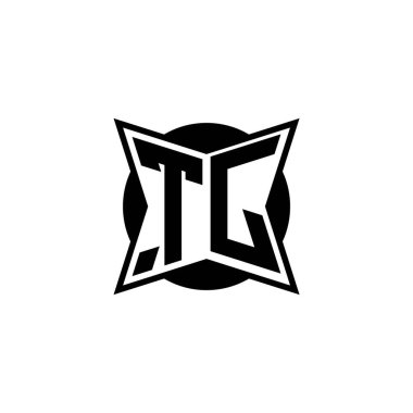 Modern geometrik stil tasarımlı TJ Monogram logo harfi. Geometrik şekil yuvarlanmış, daire dikdörtgeni ve üçgen şekil logosu dizaynı