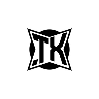 Modern geometrik stil tasarımlı TX Monogram logo harfi. Geometrik şekil yuvarlanmış, daire dikdörtgeni ve üçgen şekil logosu dizaynı