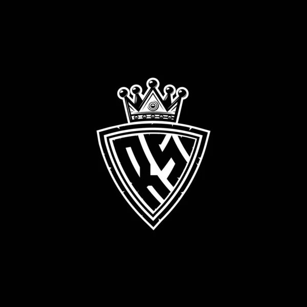 Monogram Logo Lettera Con Design Semplice Scudo Corona Stile Monogramma — Vettoriale Stock