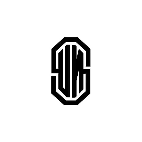 シンプルなモダンなヴィンテージレトロスタイルのデザインのUnモノグラムロゴの手紙 高級ヴィンテージデザイン レトロライン丸みを帯びたデザイン — ストックベクタ