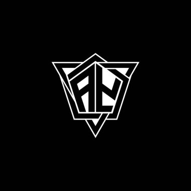 Geometrik şekilli üçgen yuvarlak şekilli AY monogram logo harfi. Dikdörtgen ve altıgen monogram logo, üçgen logo yuvarlak.