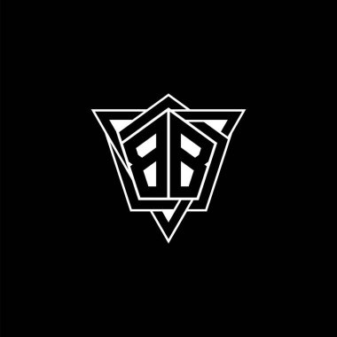 Geometrik şekilli üçgen yuvarlak biçimli BB Monogram logo harfi. Dikdörtgen ve altıgen monogram logo, üçgen logo yuvarlak.