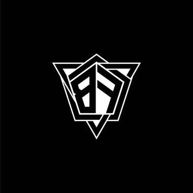 Geometrik şekilli üçgen yuvarlak biçimli BF Monogram logo harfi. Dikdörtgen ve altıgen monogram logo, üçgen logo yuvarlak.