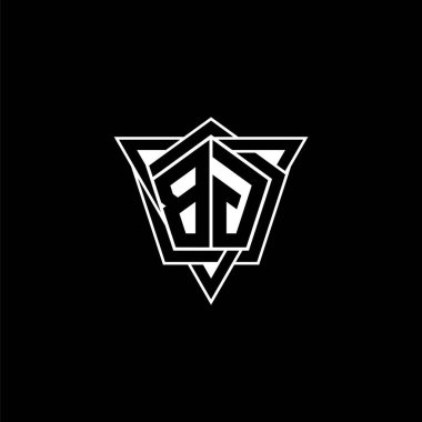 Geometrik şekilli üçgen yuvarlak biçimli BG Monogram logo harfi. Dikdörtgen ve altıgen monogram logo, üçgen logo yuvarlak.