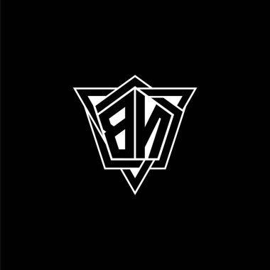 Geometrik şekilli üçgen yuvarlak biçimli BN Monogram logo harfi. Dikdörtgen ve altıgen monogram logo, üçgen logo yuvarlak.
