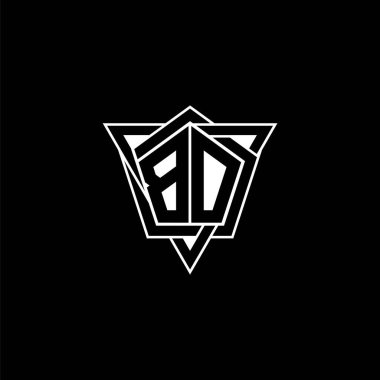 Geometrik şekilli üçgen yuvarlak biçimli BO monogram logo harfi. Dikdörtgen ve altıgen monogram logo, üçgen logo yuvarlak.