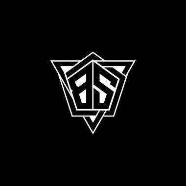 BS Monogram logo harfi geometrik şekilli üçgen yuvarlak biçimli. Dikdörtgen ve altıgen monogram logo, üçgen logo yuvarlak.