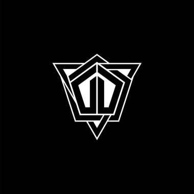 Geometrik şekilli üçgen yuvarlak şekilli DD Monogram logo harfi. Dikdörtgen ve altıgen monogram logo, üçgen logo yuvarlak.