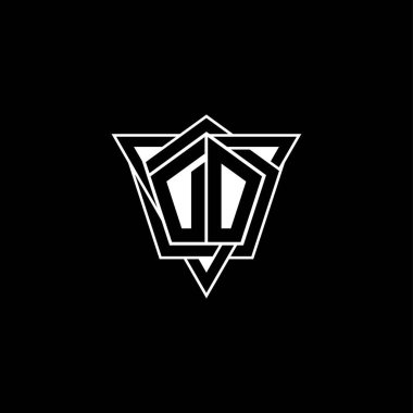 Geometrik şekilli üçgen yuvarlak biçimli Do Monogram logo harfi. Dikdörtgen ve altıgen monogram logo, üçgen logo yuvarlak.
