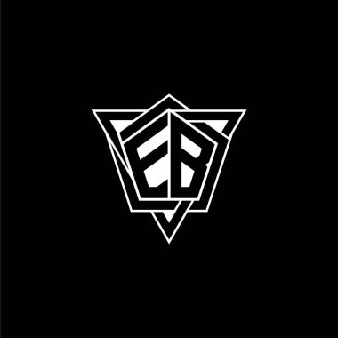 Geometrik şekilli üçgen yuvarlak şekilli EB monogram logo harfi. Dikdörtgen ve altıgen monogram logo, üçgen logo yuvarlak.