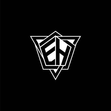 Geometrik şekilli üçgen yuvarlak biçimli EH monogram logo harfi. Dikdörtgen ve altıgen monogram logo, üçgen logo yuvarlak.