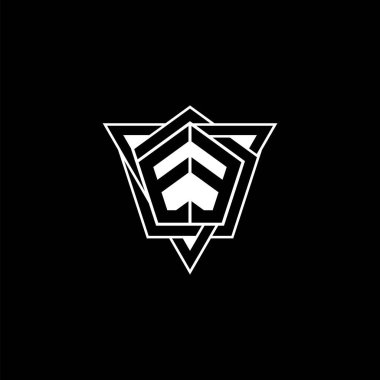 Geometrik şekilli üçgen yuvarlak şekilli EE monogram logo harfi. Dikdörtgen ve altıgen monogram logo, üçgen logo yuvarlak.