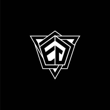 Geometrik şekilli üçgen yuvarlak şekilli EG monogram logo harfi. Dikdörtgen ve altıgen monogram logo, üçgen logo yuvarlak.