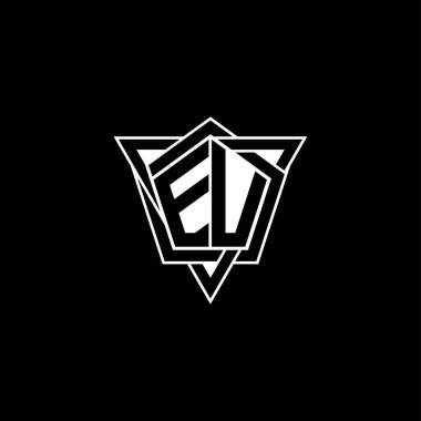 Geometrik şekilli üçgen yuvarlak şekilli AB monogram logo harfi. Dikdörtgen ve altıgen monogram logo, üçgen logo yuvarlak.