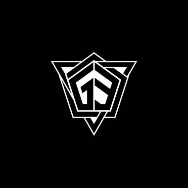 Geometrik şekilli üçgen yuvarlak biçimli GE Monogram logo harfi. Dikdörtgen ve altıgen monogram logo, üçgen logo yuvarlak.
