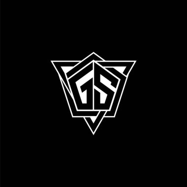 GS Monogram logo harfi geometrik şekilli üçgen yuvarlak biçimli. Dikdörtgen ve altıgen monogram logo, üçgen logo yuvarlak.