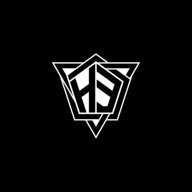 Geometrik şekilli üçgen yuvarlak şekilli HE monogram logo harfi. Dikdörtgen ve altıgen monogram logo, üçgen logo yuvarlak.