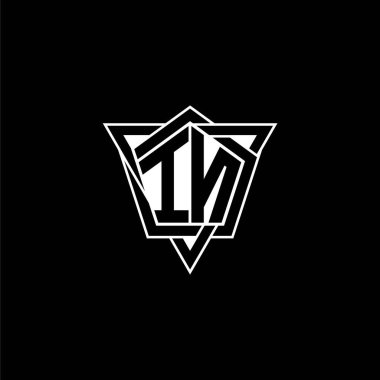 Geometrik şekilli üçgen yuvarlak biçimli In Monogram logo harfi. Dikdörtgen ve altıgen monogram logo, üçgen logo yuvarlak.